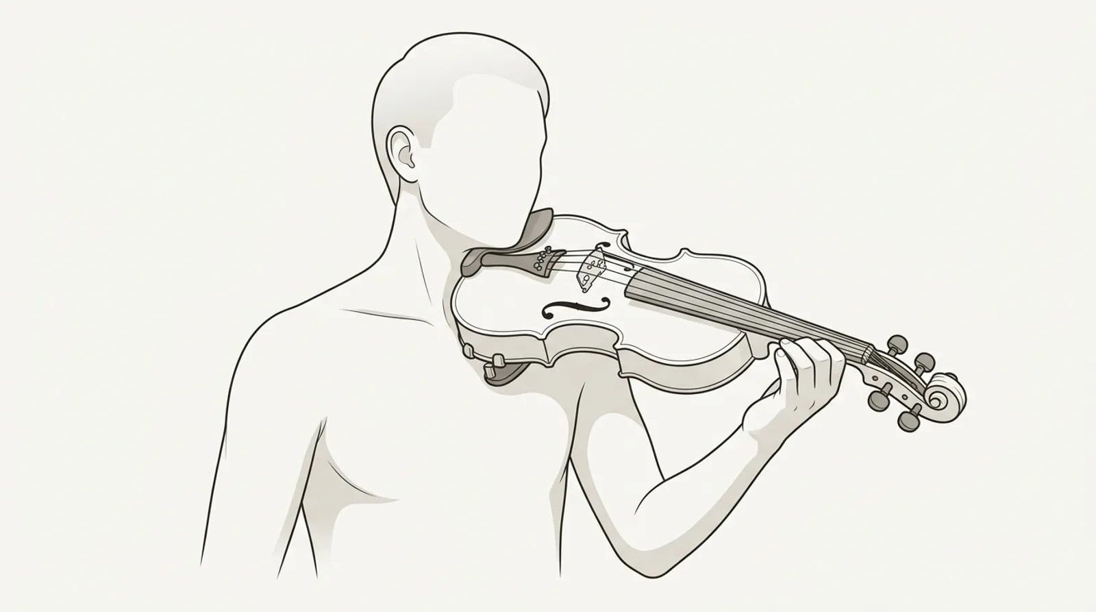 Sujeción correcta del violín en el hombro y mentonera sin manos