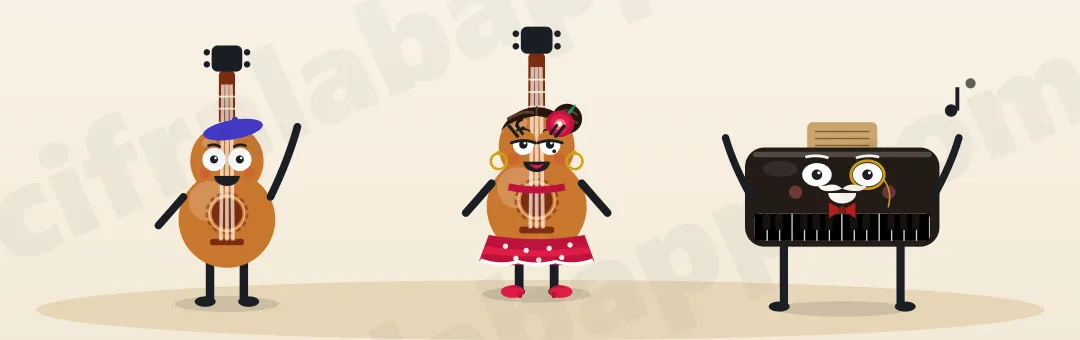 El Señor Guitarra saluda, la Señora Guitarra posa con su falda de lunares y el Señor Piano canta con su monóculo